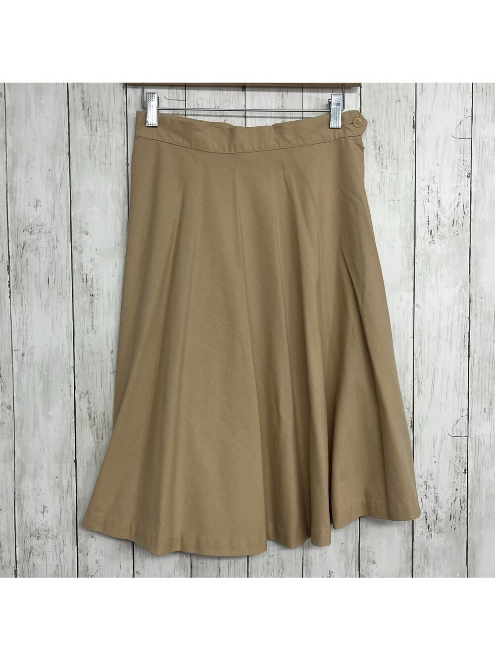Mr Mort Tan Khaki A Line Basic Plain Modest Flowy Lightweight Vintage Skirt